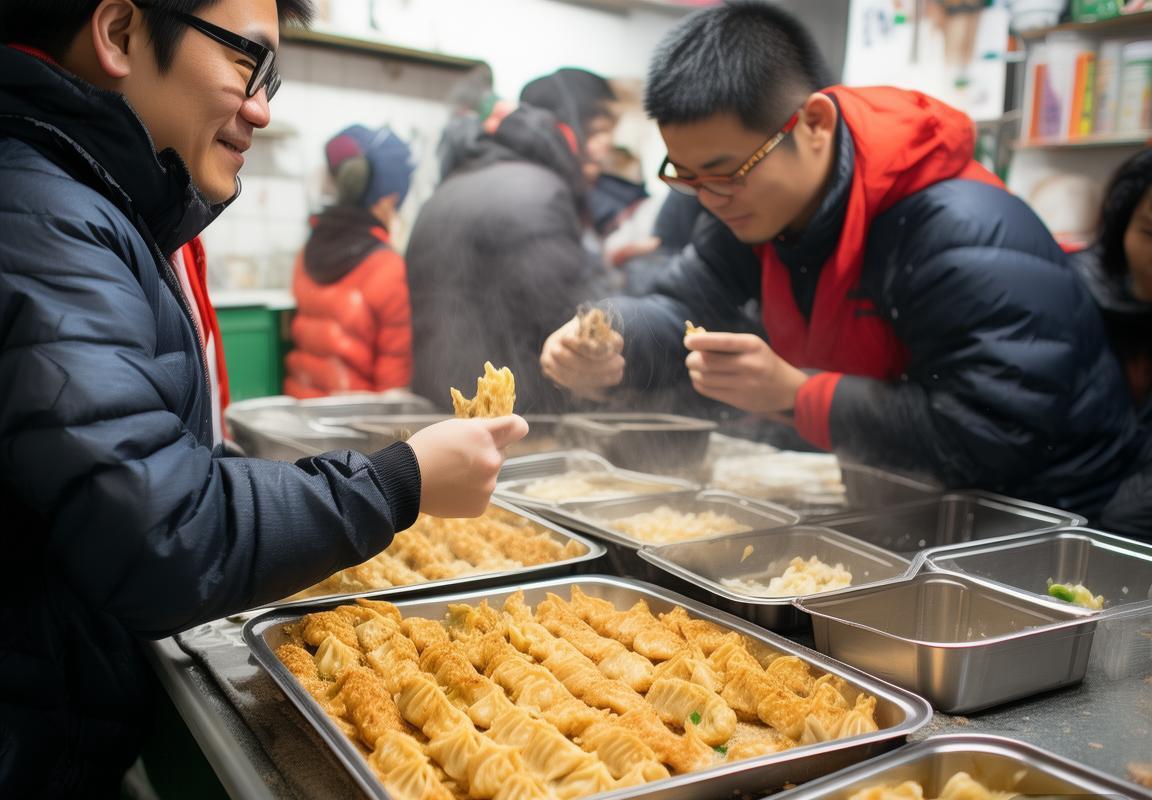 社区活动室飘香韭菜盒子 邻里温情暖冬日 外卖骑手共享特别午餐